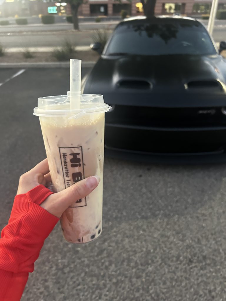 Grabbing a drink with my 2022 SRT Widebody Hellcat.