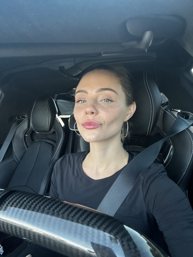 A beautiful model in my Chevy Corvette Z06.